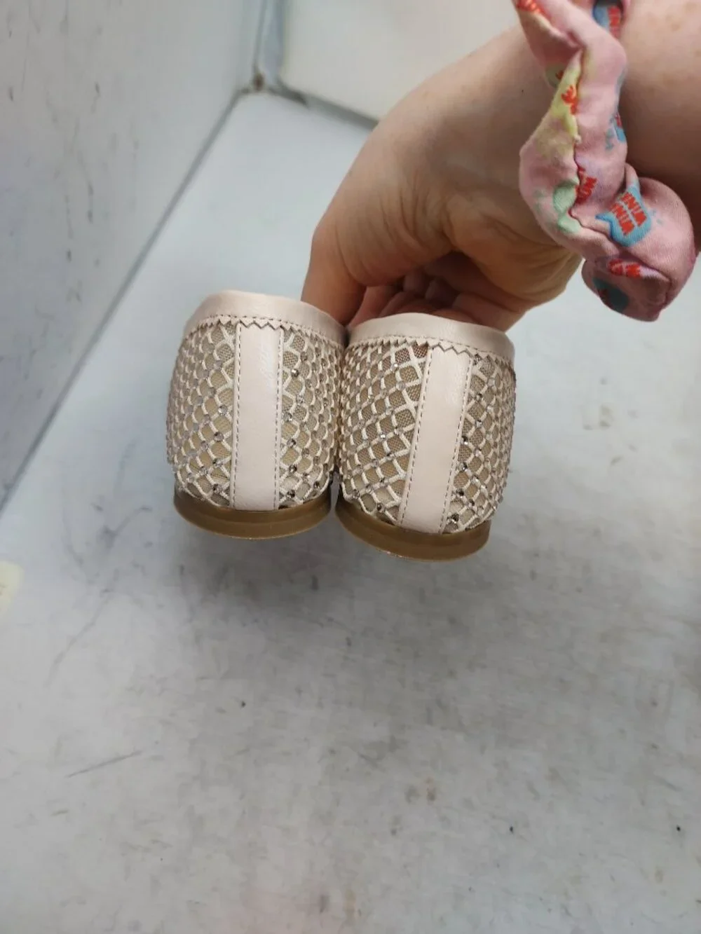 Christian Louboutin Kids Mesh Pink Crystal Baballet Flat Shoe